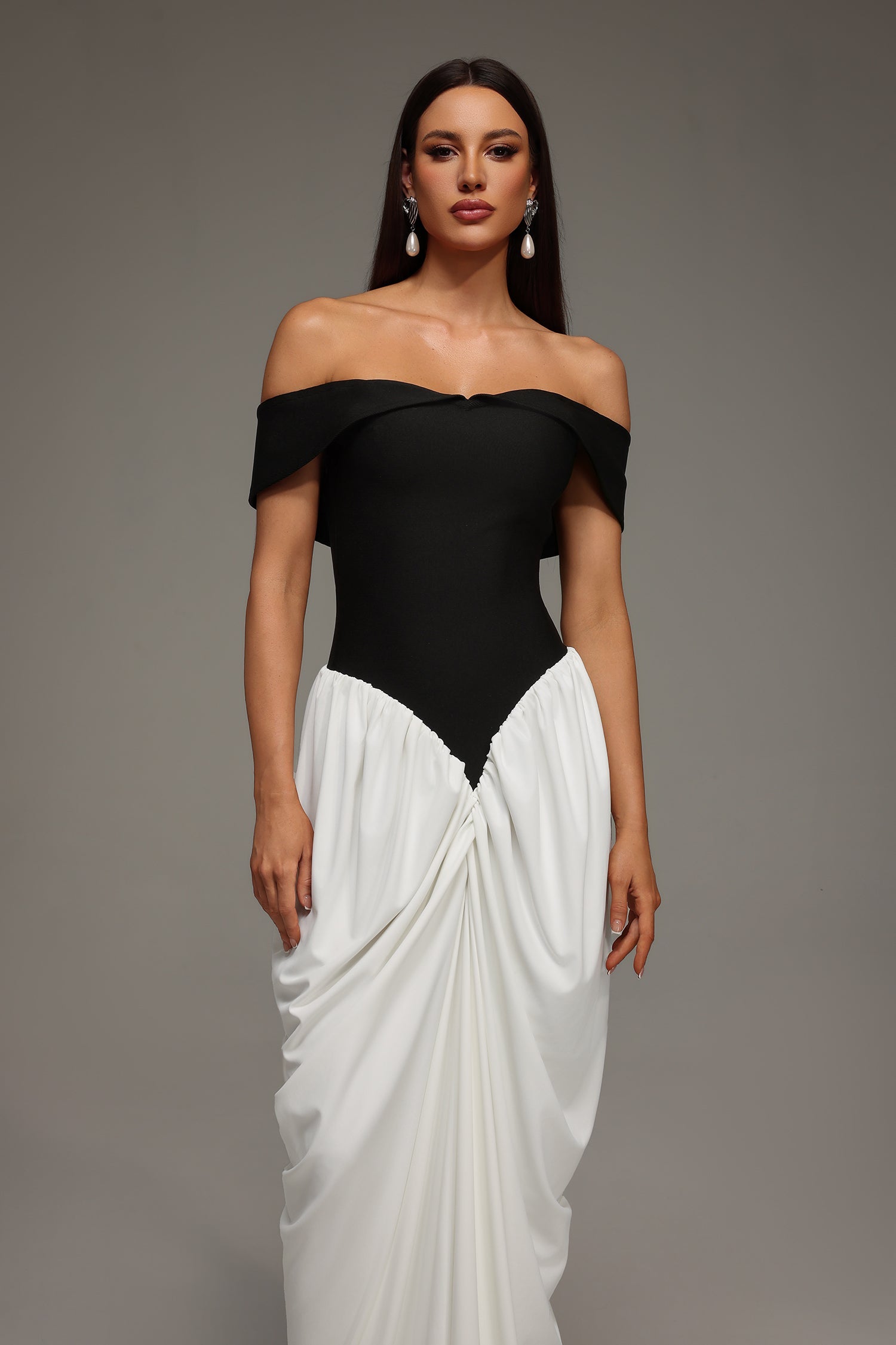 Sleeveless Off The Shoulder Wrinkles Bandage Maxi Dress