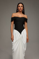 Sleeveless Off The Shoulder Wrinkles Bandage Maxi Dress