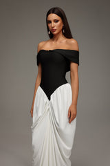 Sleeveless Off The Shoulder Wrinkles Bandage Maxi Dress