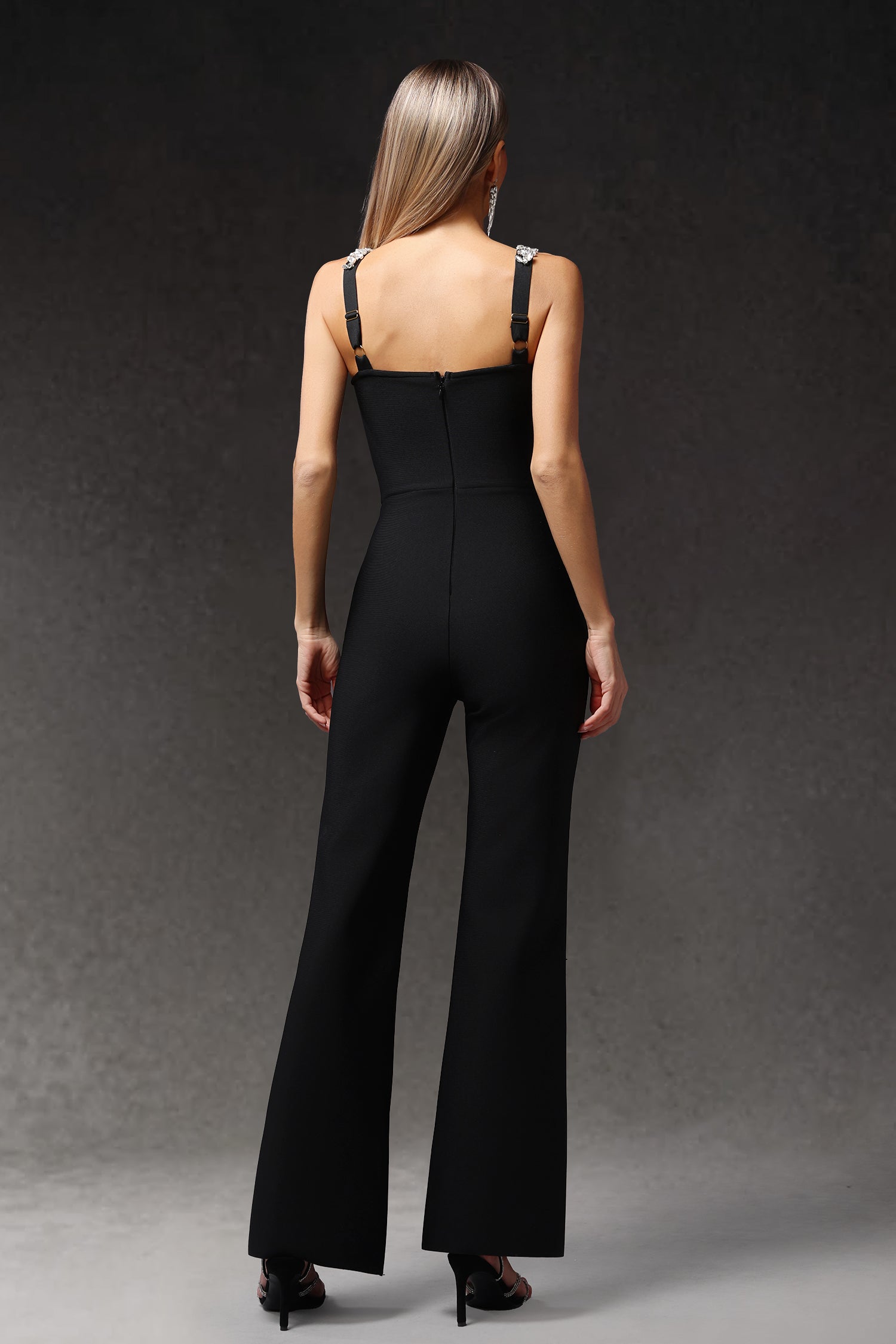 Combinaison maxi sans manches à losanges et bandage diamant 