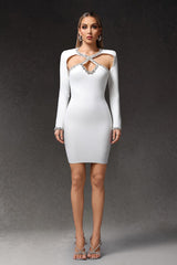 Robe mini à manches longues et découpe diamant 