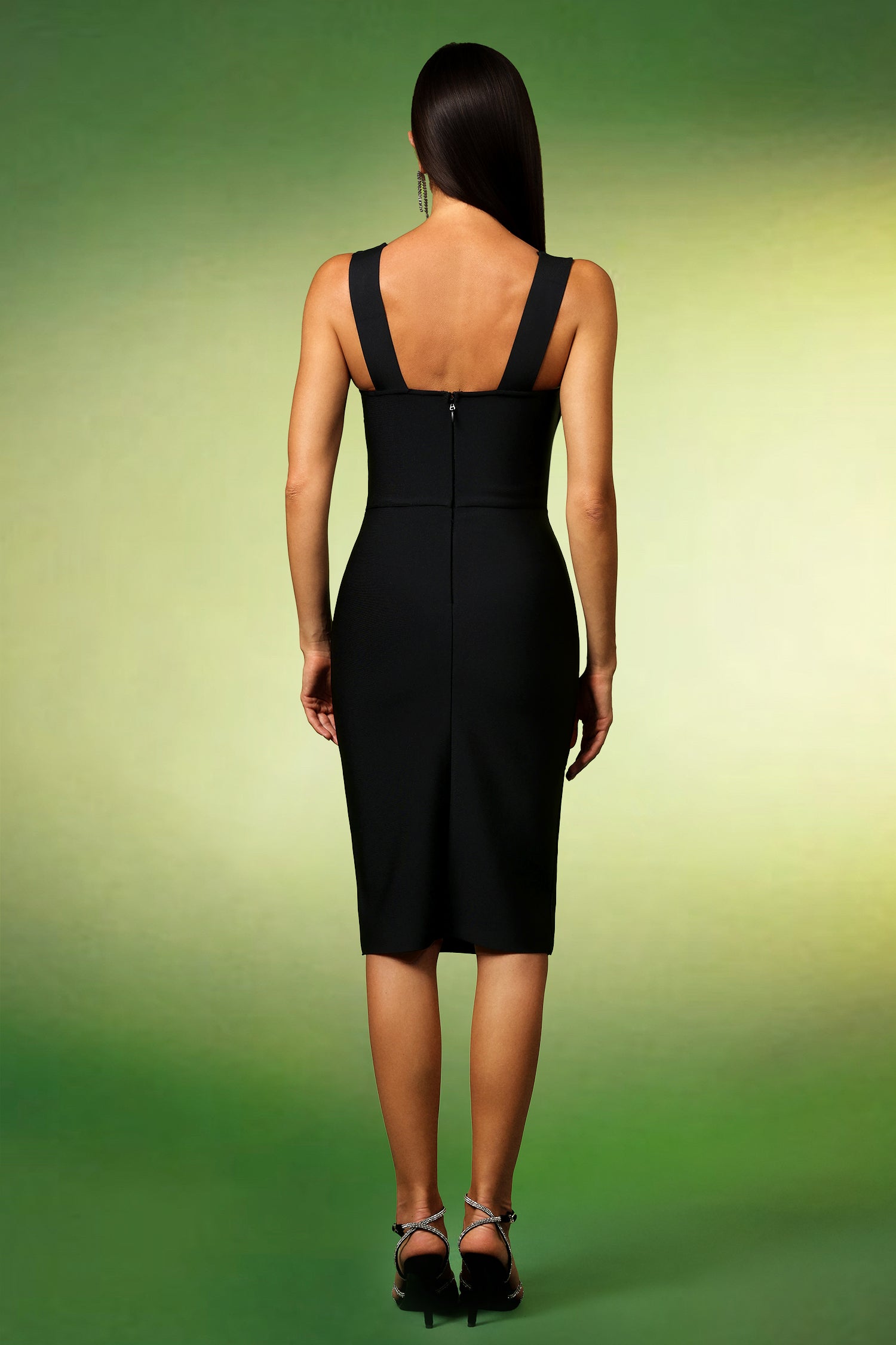 Sleeveless V-Neck Bandage Midi Dress