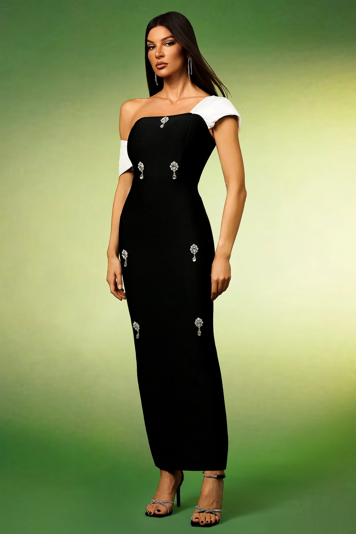 Off The Shoulder Sleeveless Diamond Bandage Midi Dress