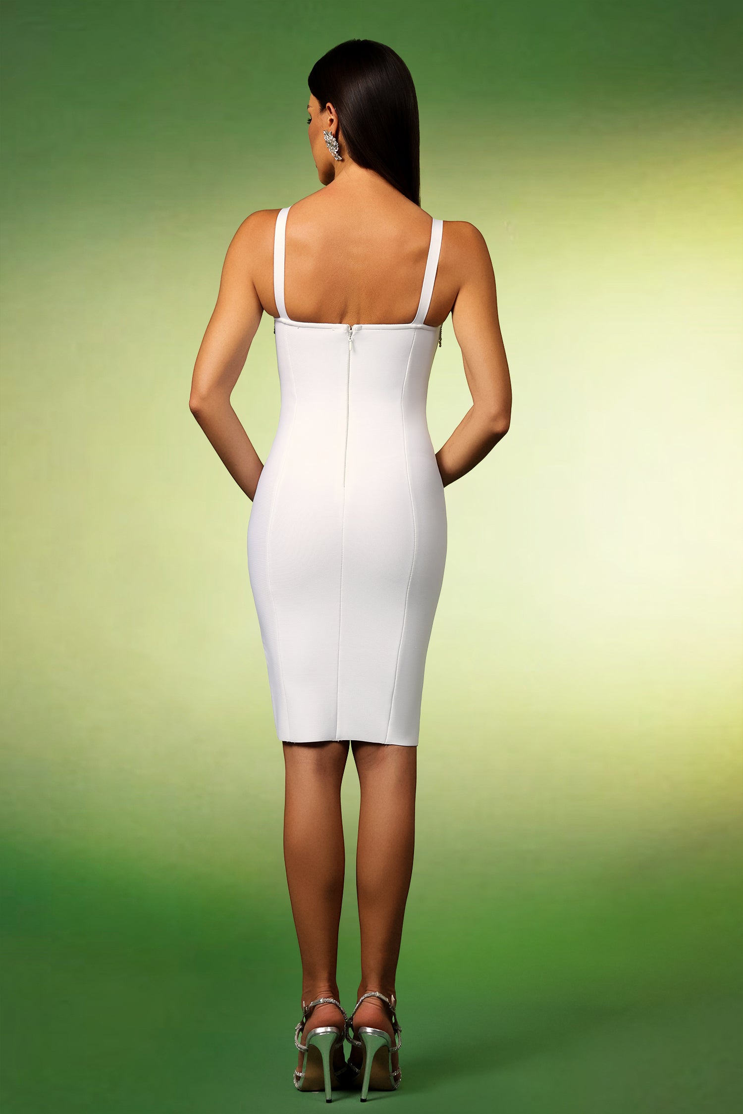 Sleeveless Diamond Tassels Bandage Mini Dress