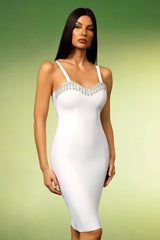 Sleeveless Diamond Tassels Bandage Mini Dress