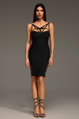 Sleeveless Hollow Out Bandage Midi Dress