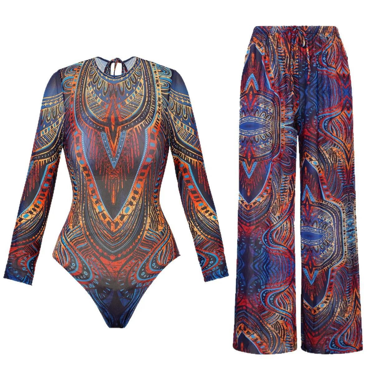 Smart Swimsuit Long Sleeve Full Body Купальник Long Pants Anti-UV Sun Protection Two Piece Swimwear