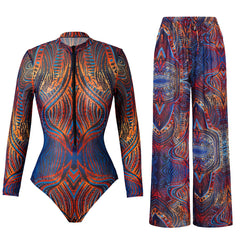 Smart Swimsuit Long Sleeve Full Body Купальник Long Pants Anti-UV Sun Protection Two Piece Swimwear