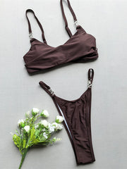 Solid Bikini Two-pieces Bikini Set