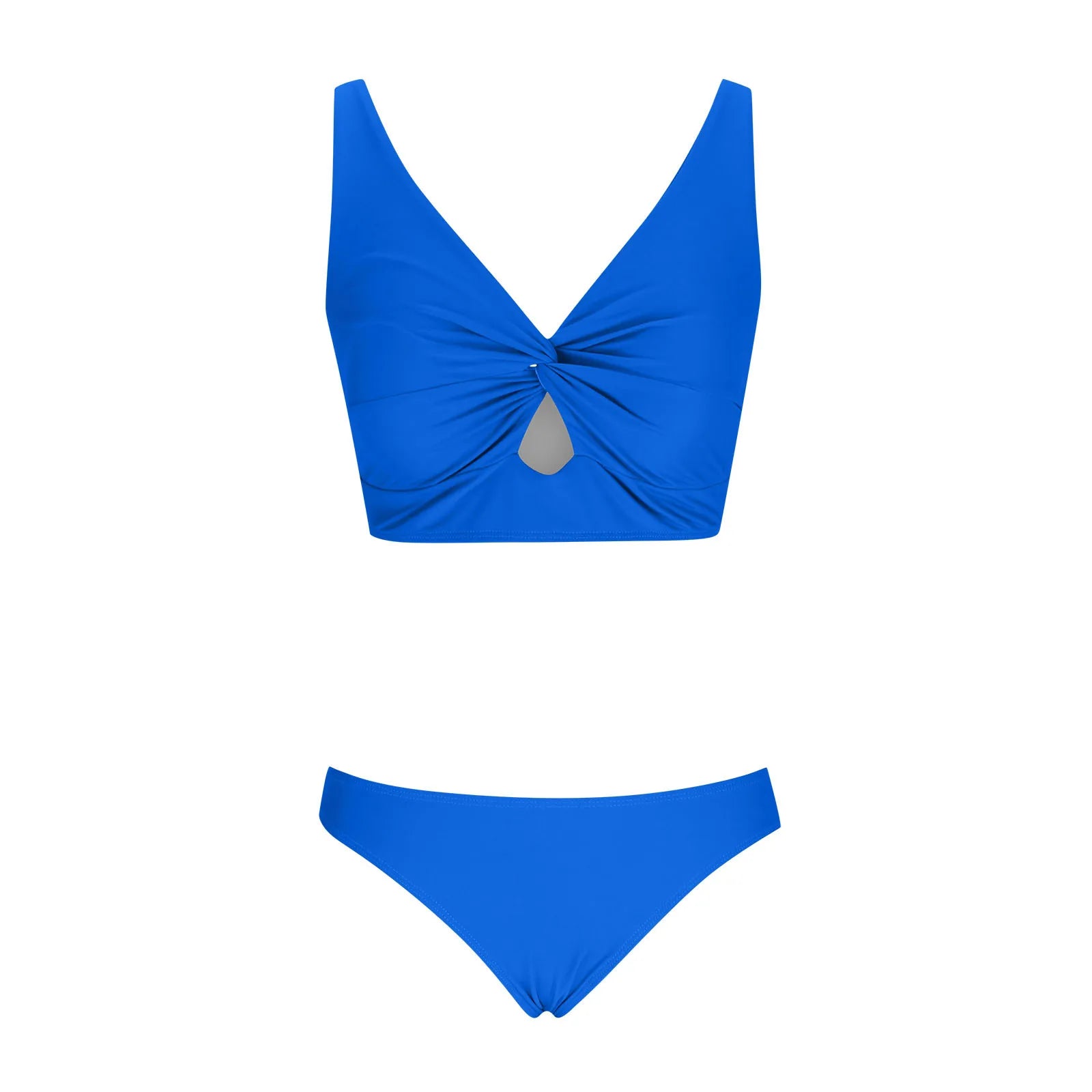 Solid Color Bikini Minimalist Design Halter & Cheeky Bottom, Cross-Border Two Piece Solid Bathing Suit