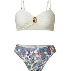 3-Piece Printed Bikini Set Cover-Up Maxi Long See Through Floral Swimsuit Three Piece Suit