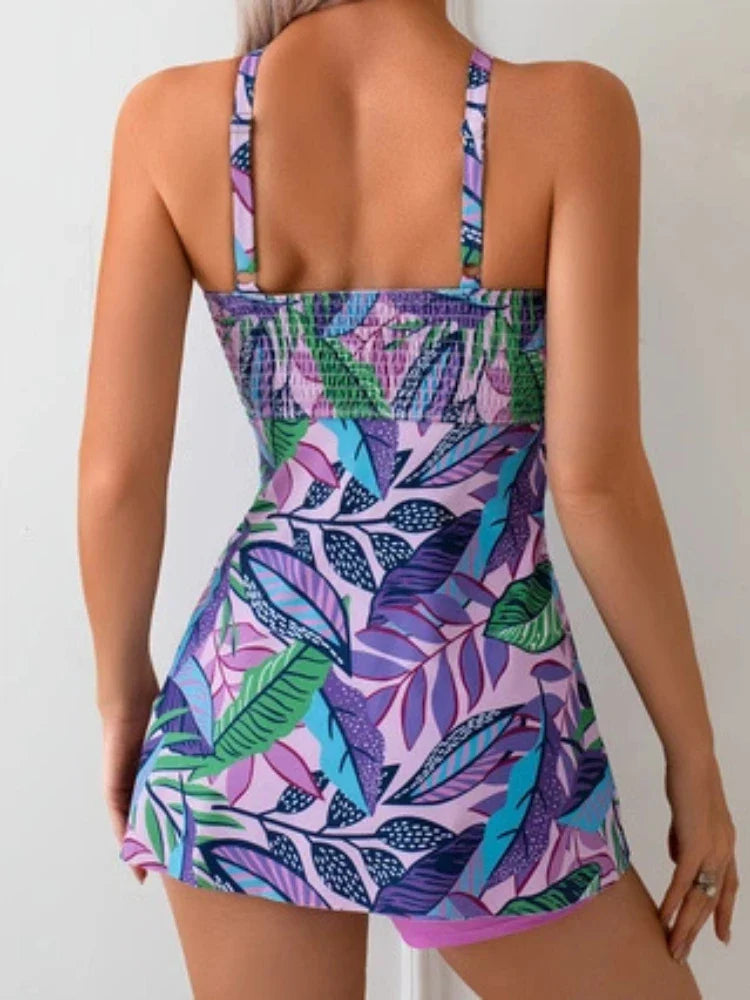 Floral Tankini Set Two Piece Swim Sling Tops Set Modest Swimwear