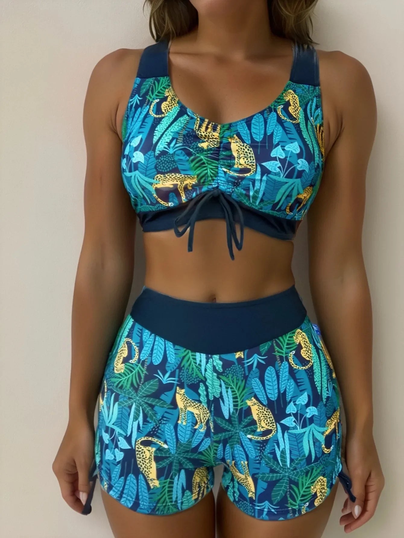 Print Bikini Set Comfortable Bottom & Adjustable Top Two-Piece Swimsuit Bandage Outfit