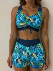 Print Bikini Set Comfortable Bottom & Adjustable Top Two-Piece Swimsuit Bandage Outfit
