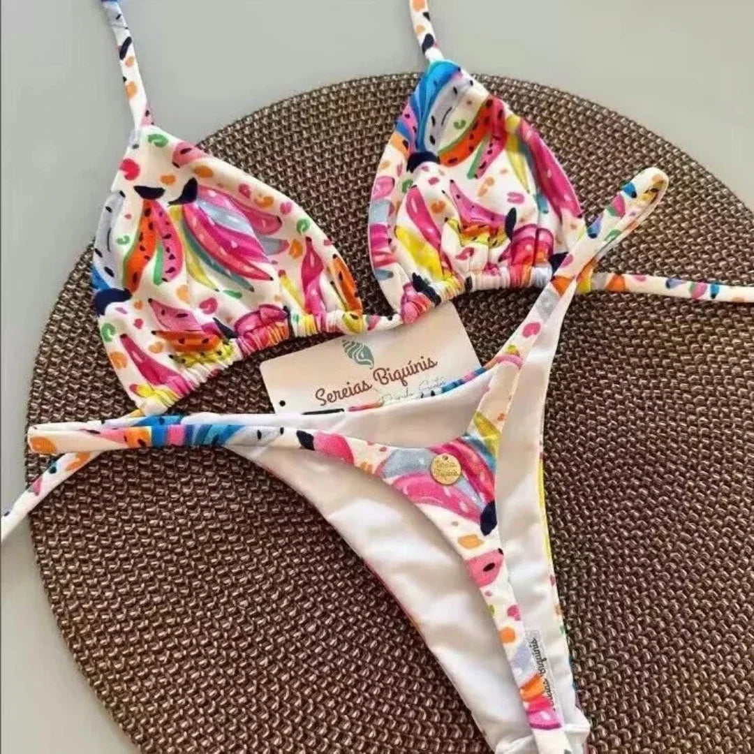 Push-Up Bikini Set Lifting Triangle Top & Bottom Tummy Control Swimsuit Thongs Panties Suit
