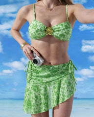 3 Piece Bikini Set Two Piece Swimsuit with Cover Up Swimwearwear Thongs Swimsuit