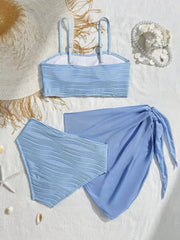3 Piece Swimsuit for Small Bust Enhance Bikini Set with Cover Up for & Pool Solid Swim