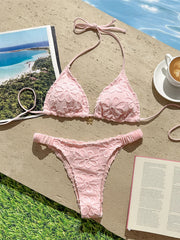 Flower Printed Halter Bikini Two-pieces Bikini Set