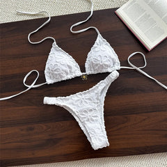 Flower Printed Halter Bikini Two-pieces Bikini Set
