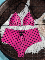 Polka Dot String Bikini Set Two Piece Swimsuit Boyleg Tie Side Swimwear Panties Set