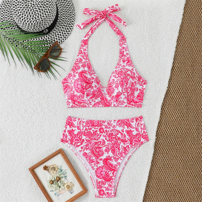 Sexyed Bikini Set Printed Tummy Control Two Piece Swimsuit Panties