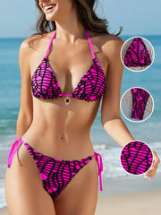 Triangle Bikini Set Halter Two Piece Swimsuit Bandage Panties Set