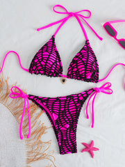 Triangle Bikini Set Halter Two Piece Swimsuit Bandage Panties Set
