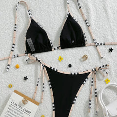 Triangle Two Piece Bikini Set Tummy Control Swimsuit Bandage Thongs