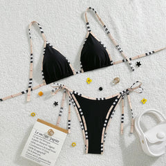 Triangle Two Piece Bikini Set Tummy Control Swimsuit Bandage Thongs