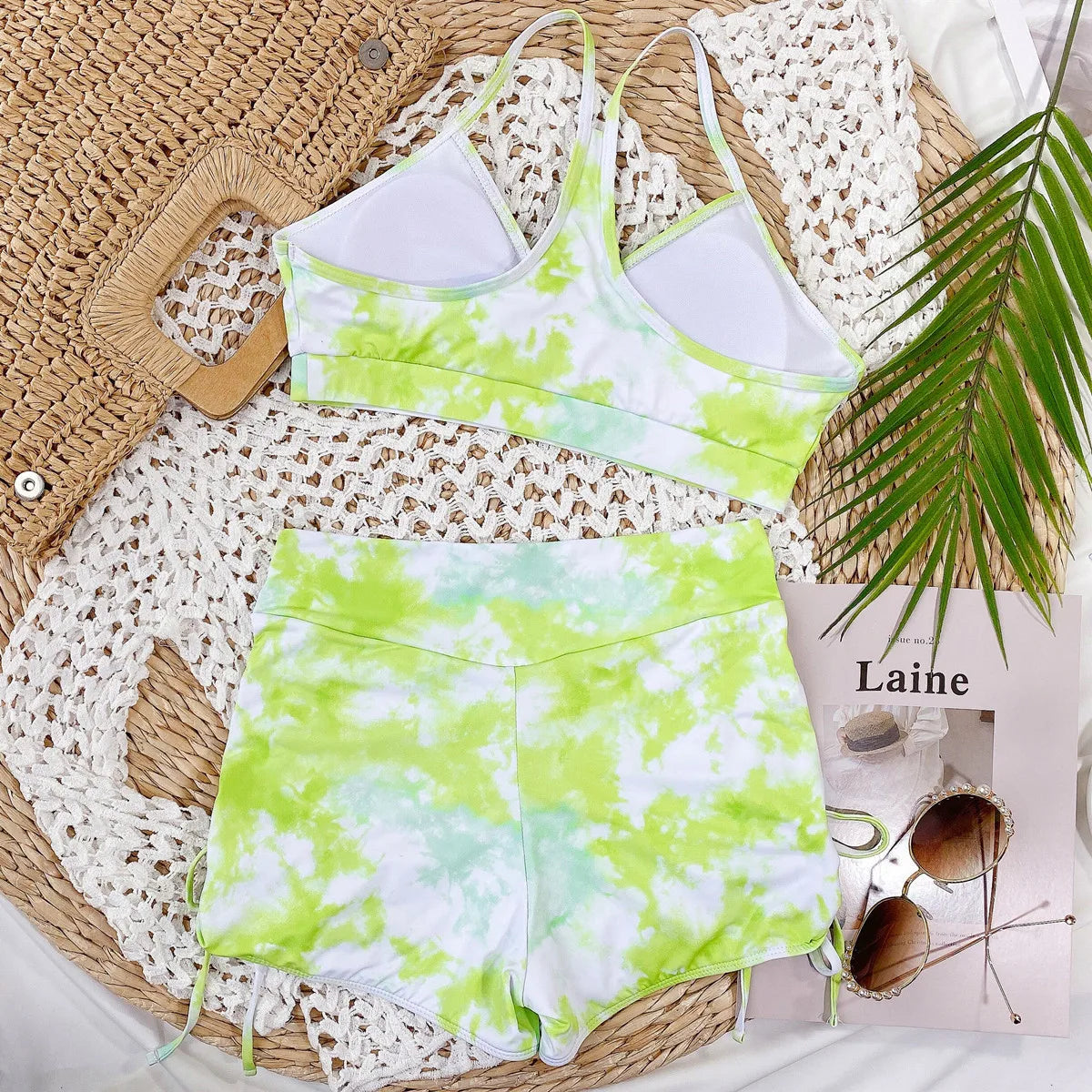 Two Piece Bikini Set Tummy Control Sporty Yoga Swimsuit Set Outfit
