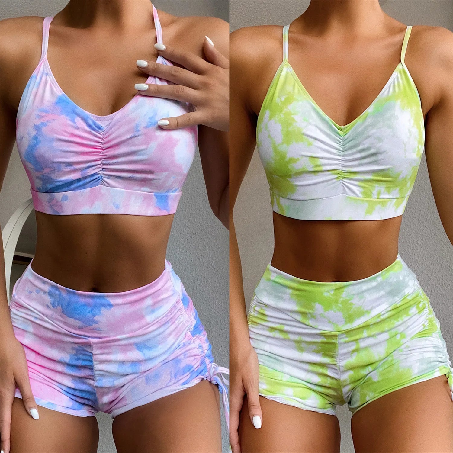Two Piece Bikini Set Tummy Control Sporty Yoga Swimsuit Set Outfit