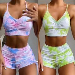 Two Piece Bikini Set Tummy Control Sporty Yoga Swimsuit Set Outfit