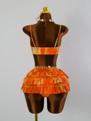 Solid Color Ruched Tie Side 3 Piece Bikini Set Tummy Control Swimsuit with Cover Up Swimwear