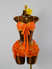 Solid Color Ruched Tie Side 3 Piece Bikini Set Tummy Control Swimsuit with Cover Up Swimwear