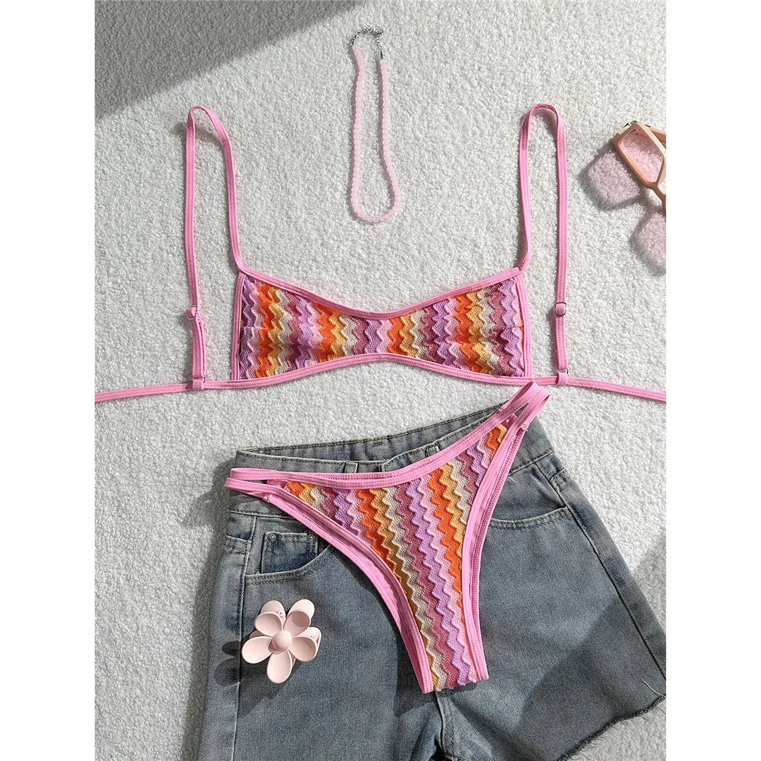 Striped Bikini Two-pieces Bikini Set
