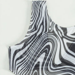 Striped Print 3 Piece Bikini Set Tummy Control Two Piece Swimsuit with UPF Cover Up Swimwear Sets