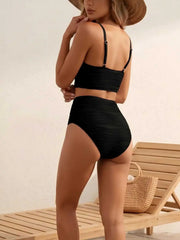 U Necked Two Piece Bikini Set Sporty Swimwear Panties Set Swimsuit Femal