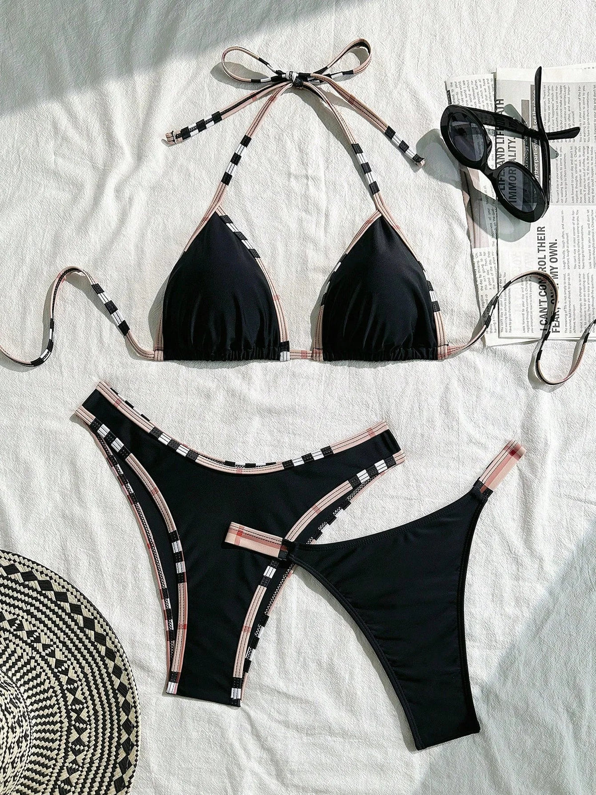 3 Piece Bikini Set Ruffle Backless Swim Dress Tummy Control Two Piece Swimsuit withwear