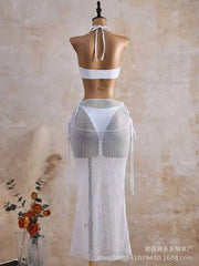 Sheer Mesh Longed Ruched Bodycon Maxi Cover Up Elastic High Stretch Swimwear Solid