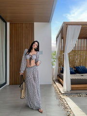 3 Piece Floral Bikini Set Ruffle Cover Up & Swimsuit пляжное платье