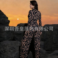 Long Sleeve One Piece Swimsuit Zipper Front Sport Bathing Suit for Surfing Swimming Two Piece Set