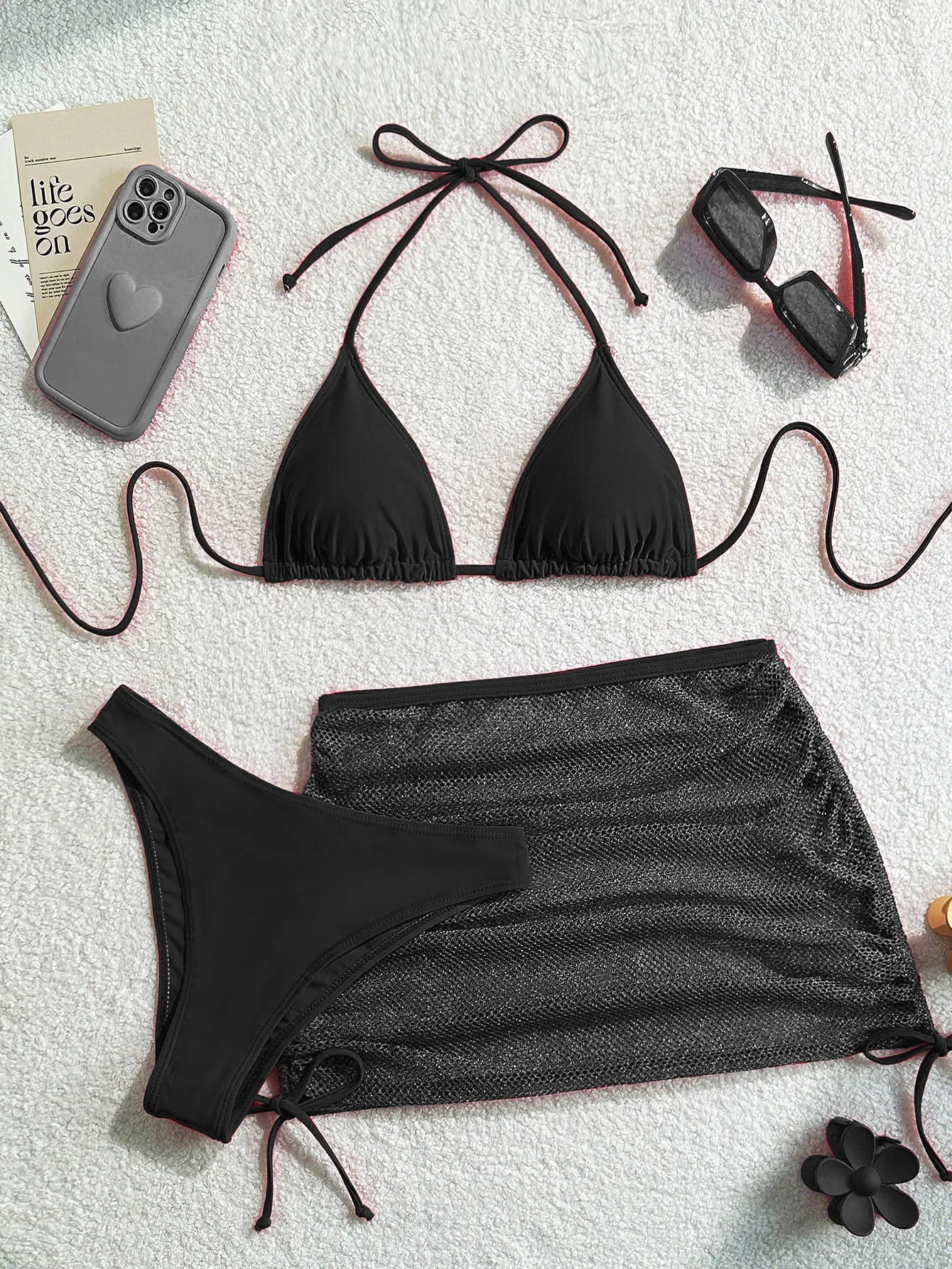 Bikini Set Pure & Backless Swimsuit Durable Resort Wear Solid Red Swimsuit