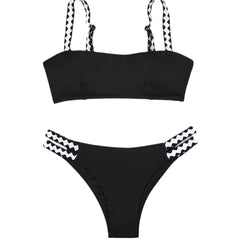 Two Piece Bikini Swimsuit Slim Fit Bathing Suit Bandage Thongs Panties Swimwears
