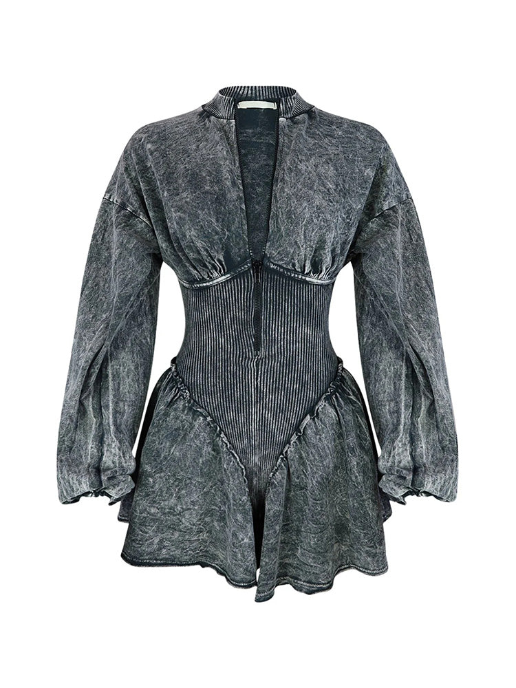 Zipper Corset Rompers