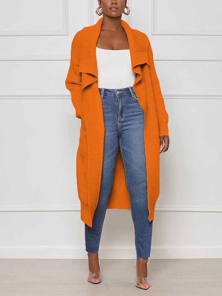 Knitted Solid Open Front Cardigans