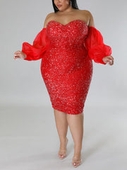 Sequin Tube Midi Holiday Dresses