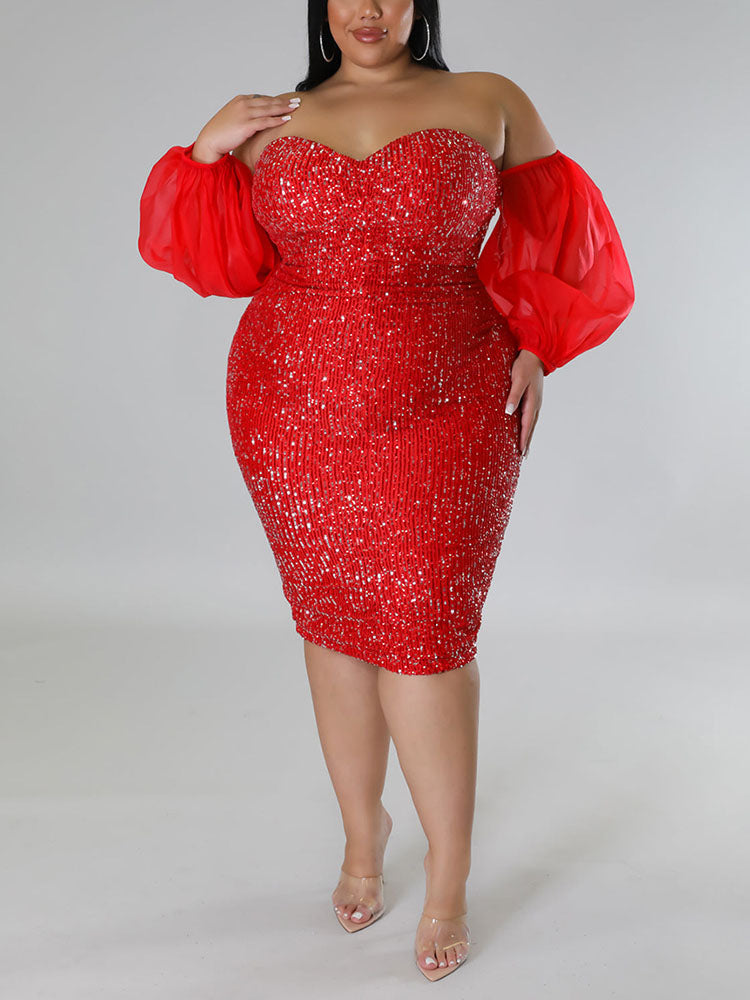 Sequin Tube Midi Holiday Dresses