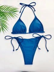 2Pcs Bikini Set Strapless Bareback Design Red Swimsuit Solid Color Swimwear Wrinkle Resistant for Ladies