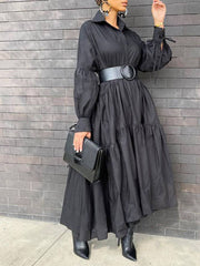 Loose Solid Long Shirt Dresses