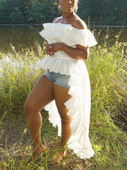 Off Shoulder Ruffled Traling Tops